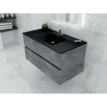 Picture of 36'' Concrete Gray Granite Bathroom Vanity, Matt Black Sink