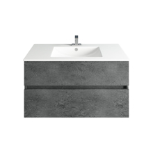 Picture of 36" Concrete Gray Granite Bathroom Vanity, Matt White Sink