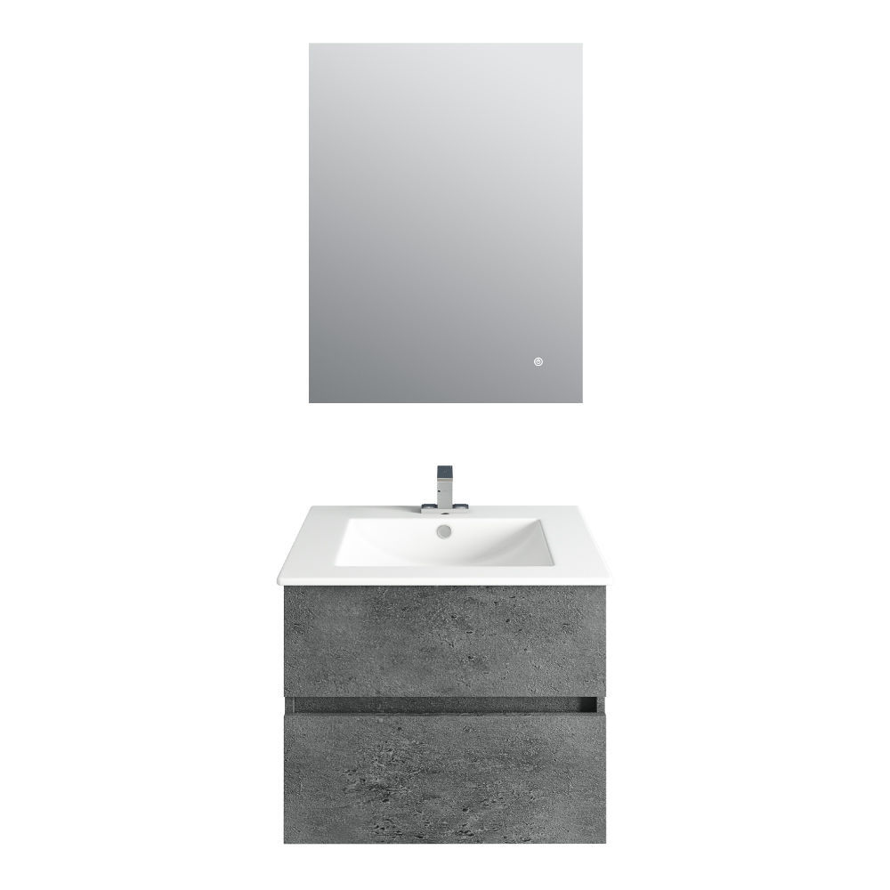Picture of 24'' Concrete Gray Vanity, Matt White Sink, Linea Mirror