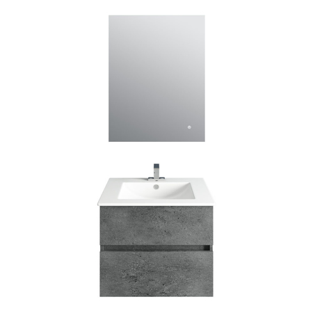 24'' Concrete Gray Vanity, Matt White Sink, Linea Mirror
