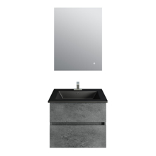 Picture of 24'' Concrete Gray Vanity, Matt Black Sink, Linea Mirror