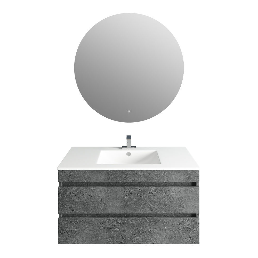 Picture of 32" Glance Granite Vanity, Matt White Sink, Moon Mirror