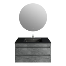 Picture of 32" Glance Granite Vanity, Matt Black Sink, Moon Mirror