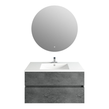Picture of 32''Concrete Gray Granite Vanity, Matt White Sink, Moon Mirror
