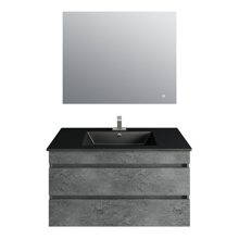 Picture of 36'' Glance Granite Vanity, Matt Black Sink, Linea Mirror