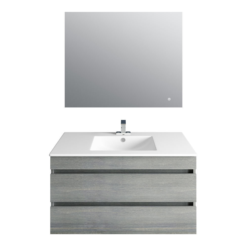 Picture of 36'' Glance Frozen Gray Vanity, Matt White Sink, Linea Mirror