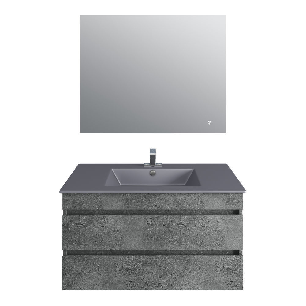 Picture of 36'' Glance Frozen Gray Vanity, Matt Gray Sink, Linea Mirror