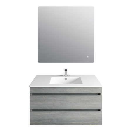 36'' Glance Frozen Gray Vanity, Matt White Sink, Avenue Mirror