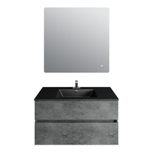Picture of 36'' Concrete Gray  Granite Vanity, Matt Black Sink, Avenue Mirror