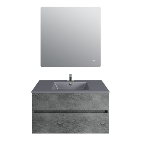 36'' Concrete Gray Vanity, Matt Gray Sink, Avenue Mirror