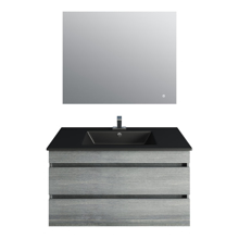 Picture of 36'' Glance Frozen Gray Vanity, Matt Black Sink, Linea Mirror