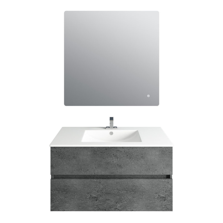 36'' Concrete Gray Granite Vanity, Matt White Sink, Avenue Mirror