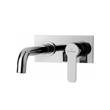 Picture of Montreal Matt Black Single Lever Wall Mounted Mixer with Plate and Spout