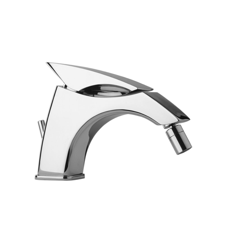 Indy Chrome Single Lever Bidet Mixer with Automatic Waste, Flexible Hoses