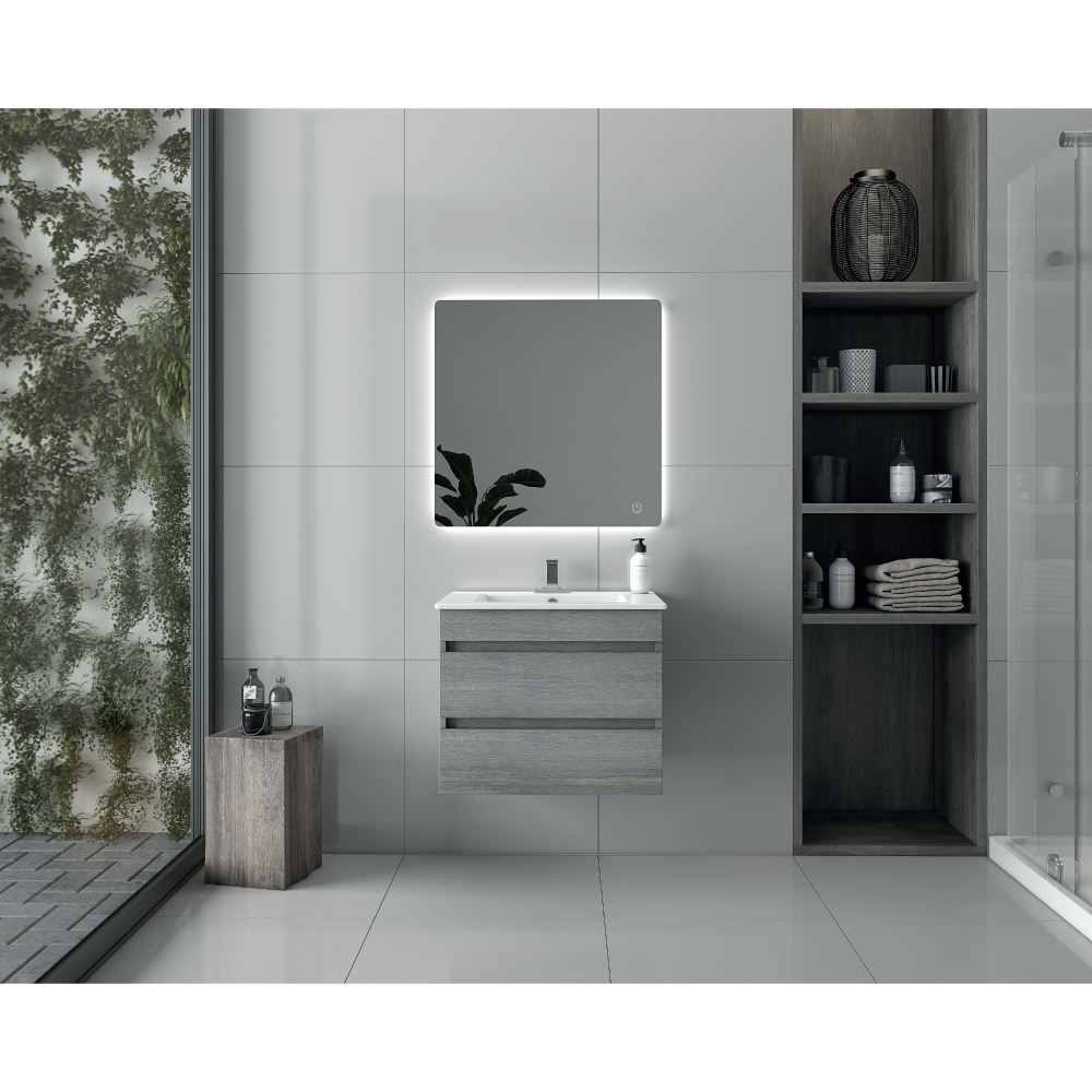 Picture of 24" Glance Frozen Gray Bathroom Vanity, Matt White Sink