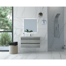 Picture of 36'' Glance Frozen Gray Bathroom Vanity, Matt White Sink