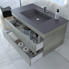 Picture of 36'' Glance Frozen Gray Bathroom Vanity, Matt Gray Sink