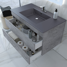 Picture of 32"Glance Granite Bathroom Vanity, Matt Black Sink