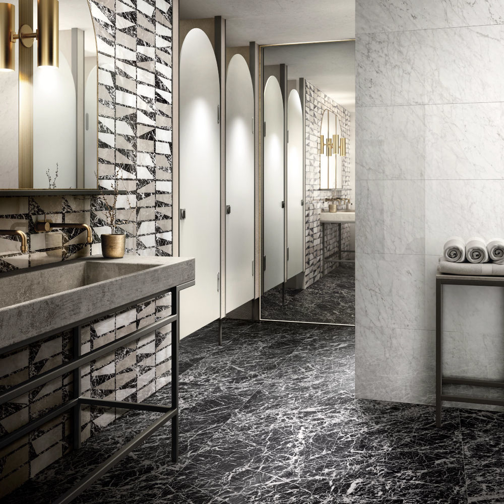 Valentino Porcelain Tile, Glam Black 48