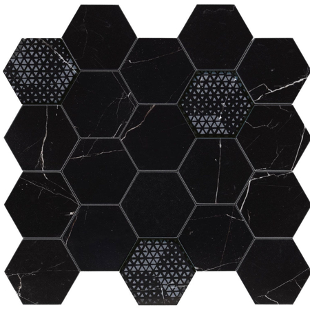 Majestic Royal Nero Hexagon 14" x 14" Polished Mosaic