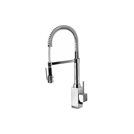 Single Handle Kitchen Faucet With spring Spout And A Sprayer spout Rotates Chrome