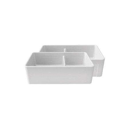 LaToscana 33" Double-Bowl Reversible Fireclay Sink in white