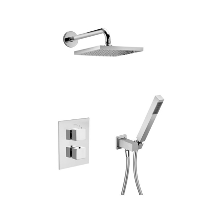 Doris Thermostatic Shower With 3/4" Ceramic Disc Volume Control, 3-Way Diverter, Slide Bar and 3 Body Jets in Chrome
