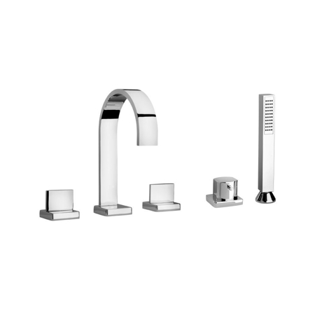 Galene roman tub with lever handles and diverter with hand held shower in Chrome