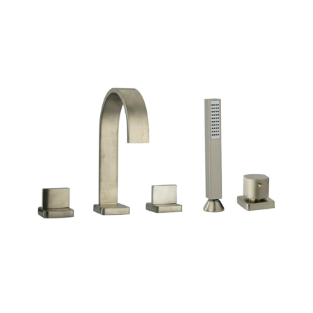 Galene roman tub with lever handles and diverter with hand held shower in Brushed Nickel