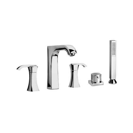 Vellamo roman tub with lever handles and a diverter with hand held shower Chrome