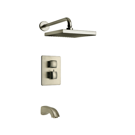 Vellamo Thermostatic Shower With 2-Way Diverter Volume Control and Slide Bar in Brushed Nickel
