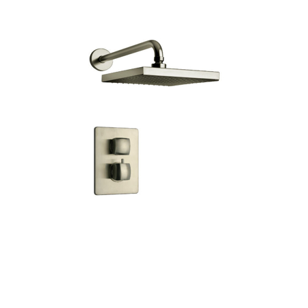 Vellamo Thermostatic Shower With 3/4" Ceramic Disc Volume Control, 3-Way Diverter and 3 Body Jets in Brushed Nickel