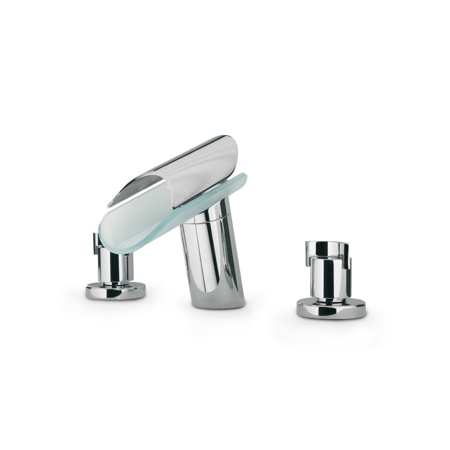 Danu widespread lavatory faucet with glass spout in Chrome