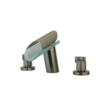 Danu widespread lavatory faucet with glass spout in Brushed Nickel
