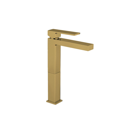 Quadro Single Handle Tall Lavatory Faucet With Lever Handle Matt Gold