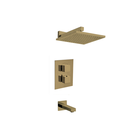 Doris Thermostatic Shower With 2-Way Diverter Volume Control and Slide Bar in Matt Gold PVD