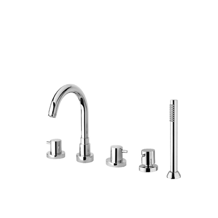 Oden roman tub with lever handles and diverter with hand held shower in Brushed Nickel