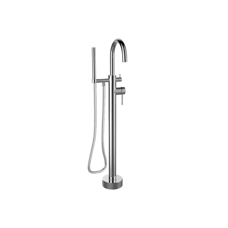 Oden free-standing floor-mounted tub filler with 1.8 GPM hand shower in Brushed Nickel