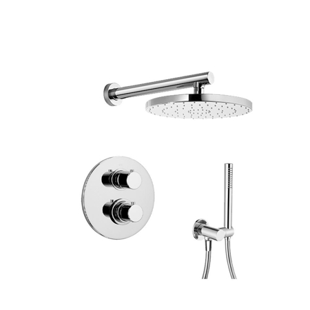 Oden Thermostatic Shower With 3/4" Ceramic Disc Volume Control, 3-Way Diverter and 4 Body Jets in Chrome