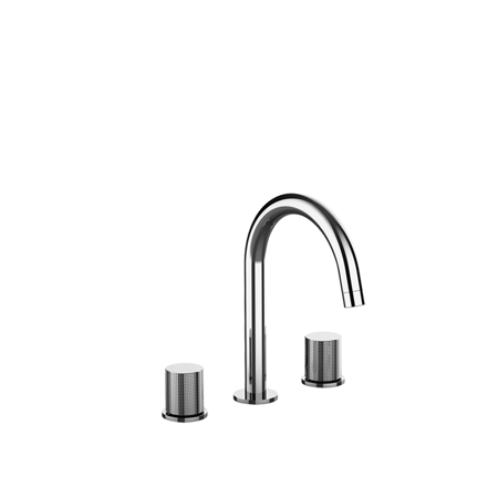 Lara widespread faucet with grip handles Chrome
