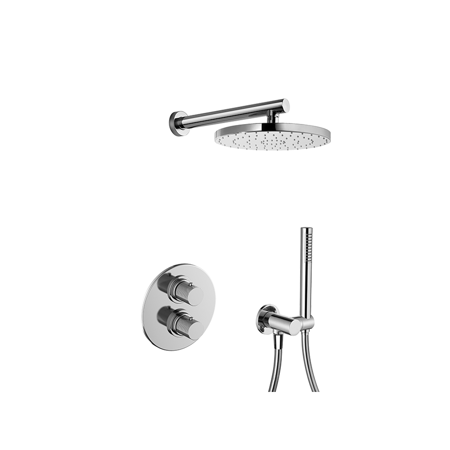 Lara Thermostatic Shower With 3/4" Ceramic Disc Volume Control, 3-Way Diverter and 4 Body Jets in Brushed Nickel