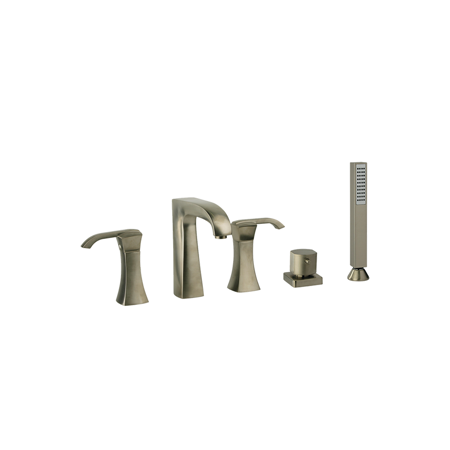 Vellamo roman tub with lever handles and a diverter with hand held shower Brushed Nickel