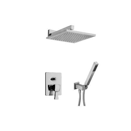 Vellamo Thermostatic Shower With 3/4" Ceramic Disc Volume Control, 3-Way Diverter, Slide Bar and 3 Body Jets in Chrome