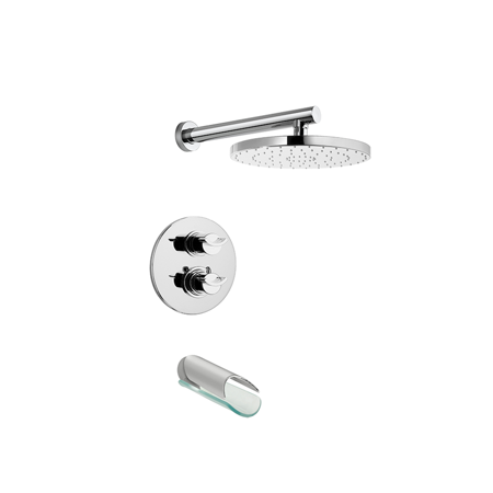 Duna Thermostatic Shower With 2-Way Diverter Volume Control and Slide Bar in Chrome