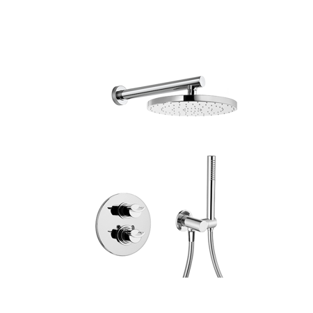 Duna Thermostatic Shower With 3/4" Ceramic Disc Volume Control, 3-Way Diverter and 4 Body Jets in Chrome