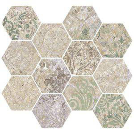 Bohemian Blend 11.02" x 11.81" Natural Mosaic Hexagonal Porcelain Tile