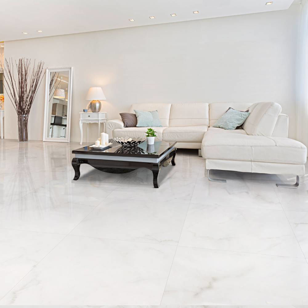 Alexandra White Shiny 24”x24” Porcelain Tile