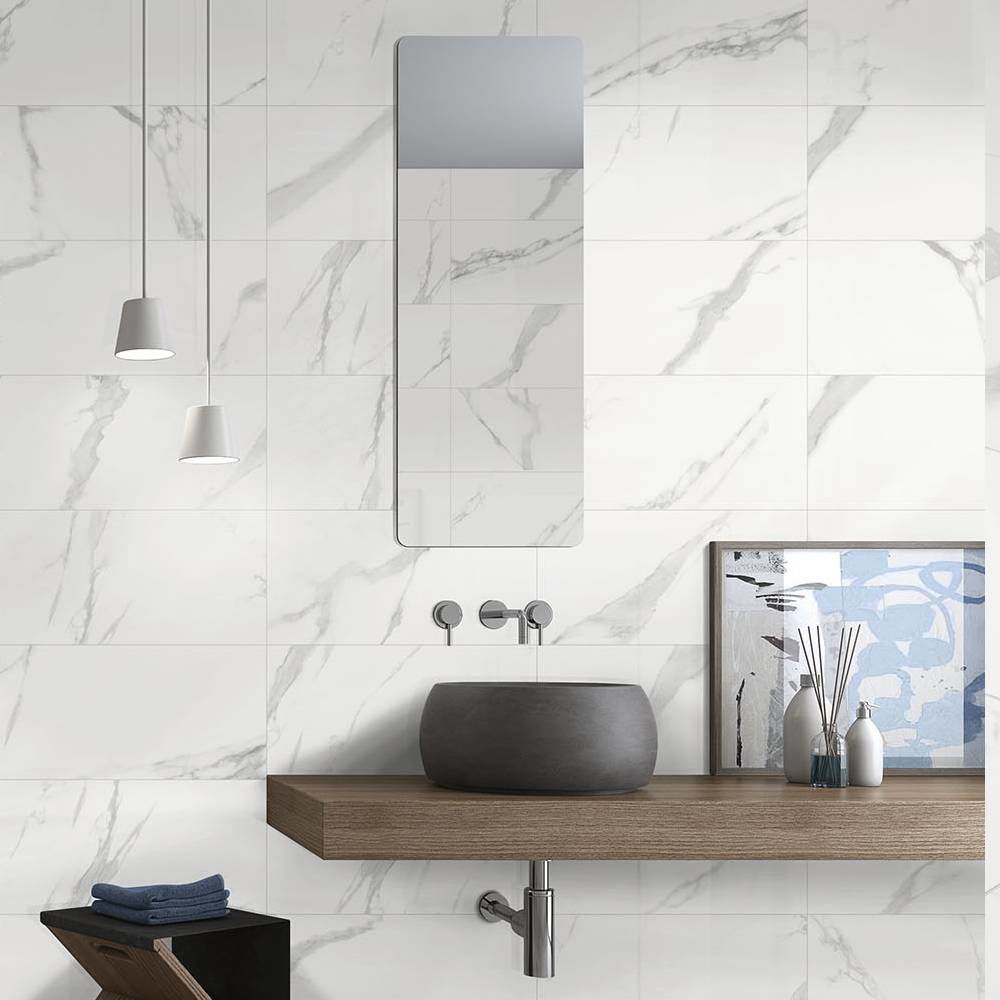 White Soul Shiny 24”x48” Porcelain Tile - | HINTEX | Home