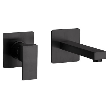 Corsini Single Handle 8" Wall Mount Bathroom Sink Faucet Brushed Black