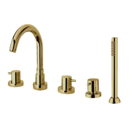 Elba Roman Tub With Lever Handles And Diverter With Hand Held Shower Matt Gold